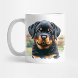 Watercolor Rottweiler Puppies - Cute Puppy Mug